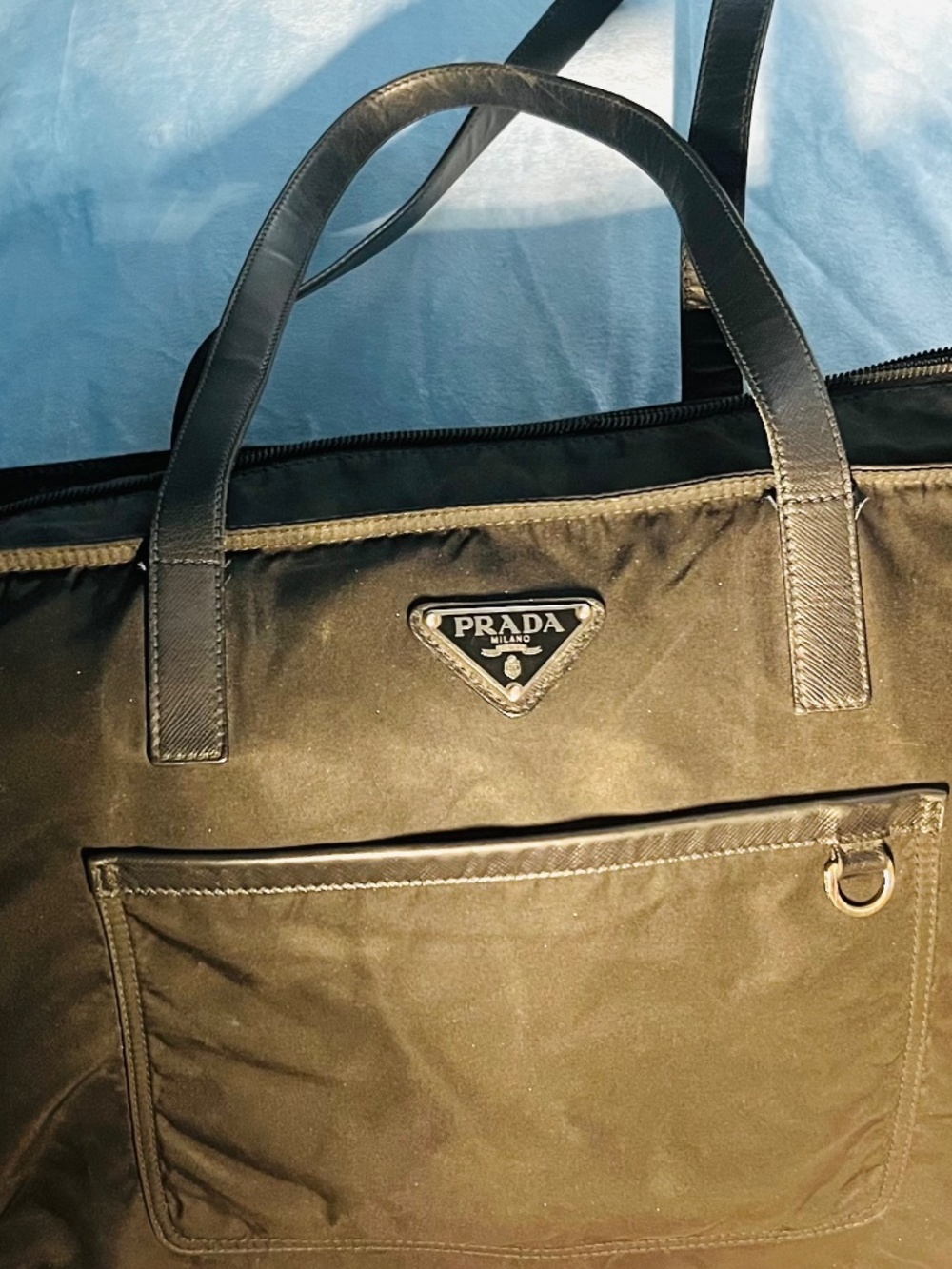 Vintage large black Prada vela nylon tote bag